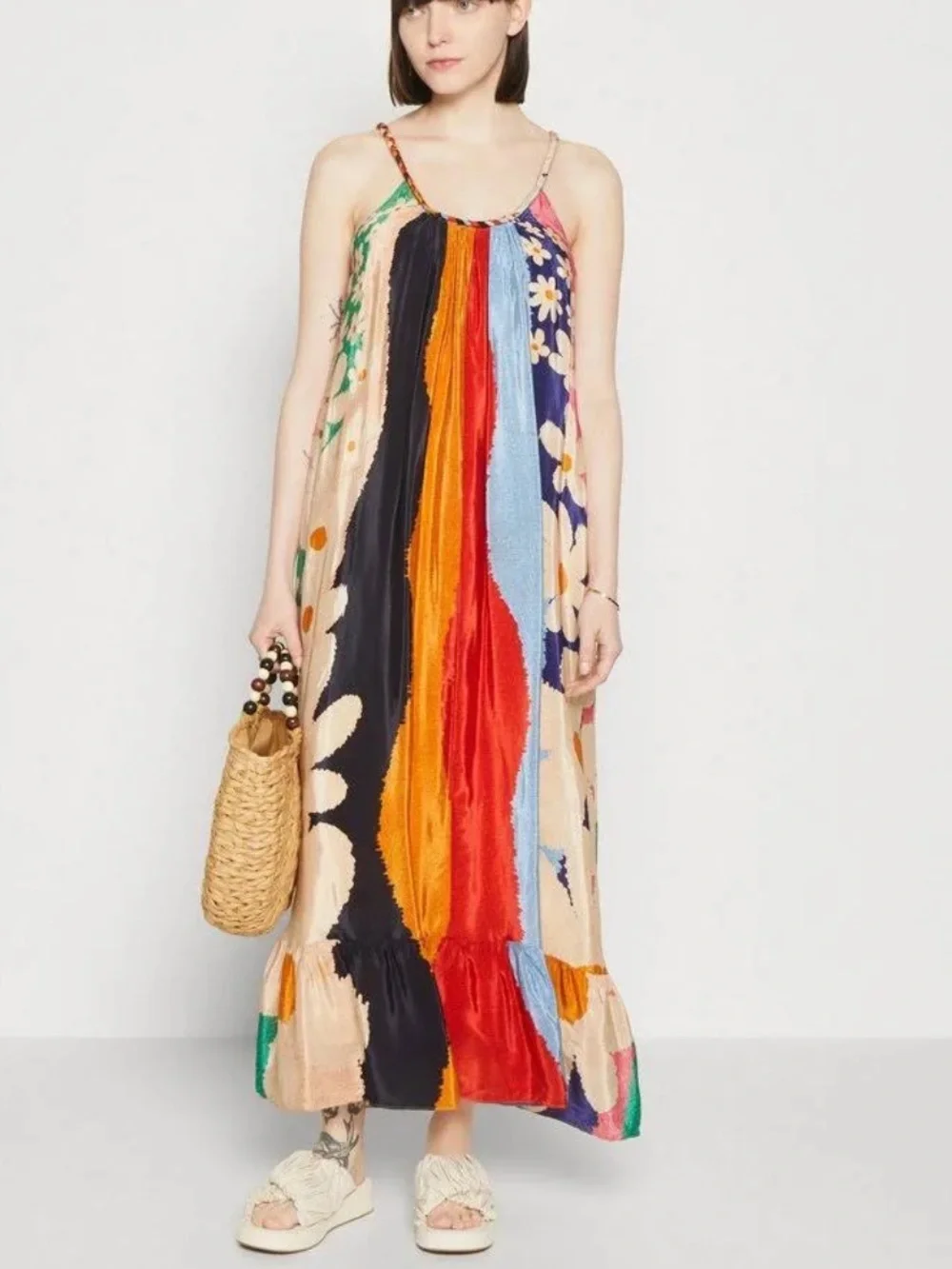 NWT Farm Rio Super Fun Daisy Maxi Dress in Viscose. Lined with pockets. Sz XL - Picture 7 of 15